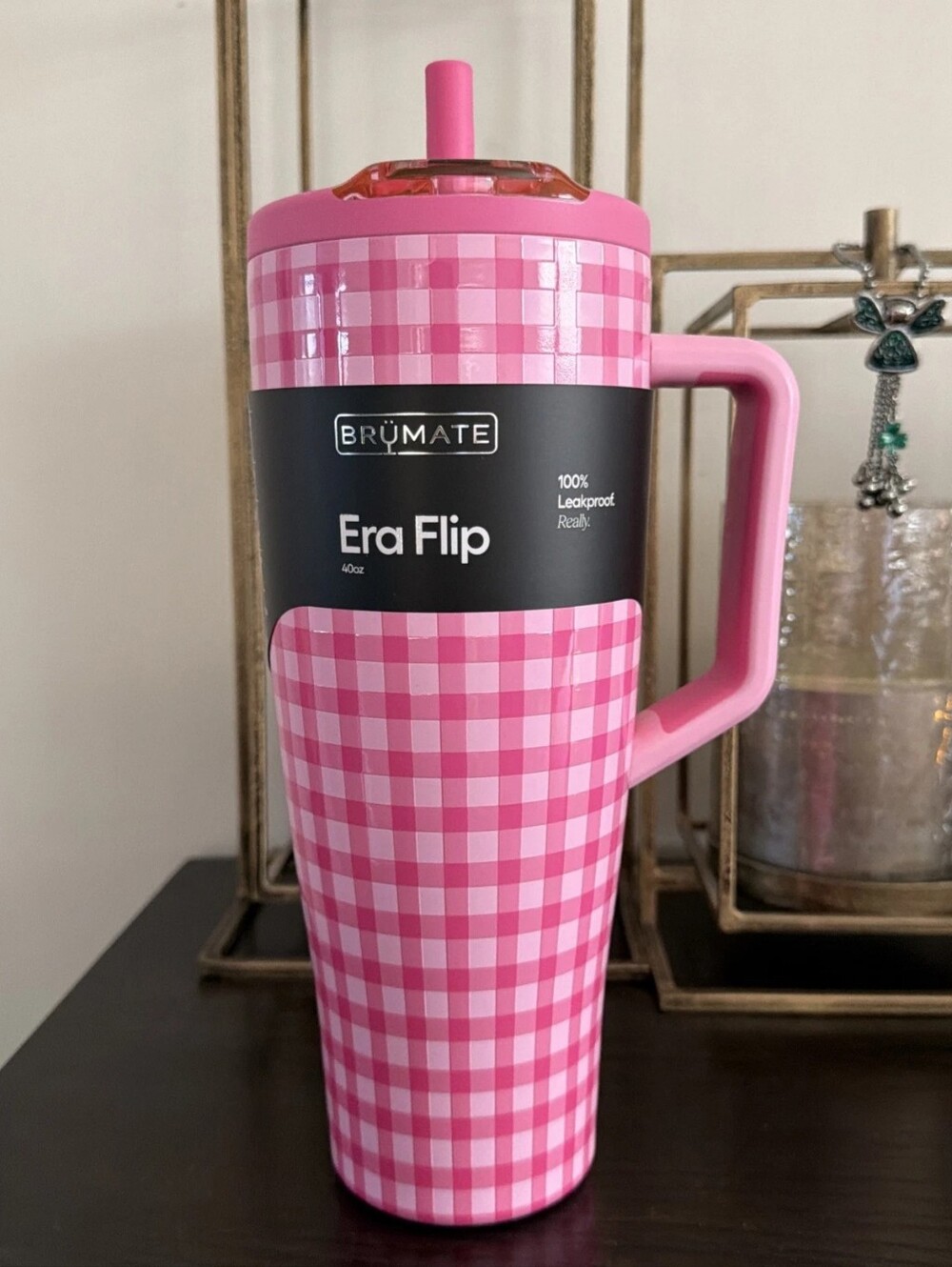 BruMate x Madi Nelson Pink Gingham 40oz Era Flip BNWT